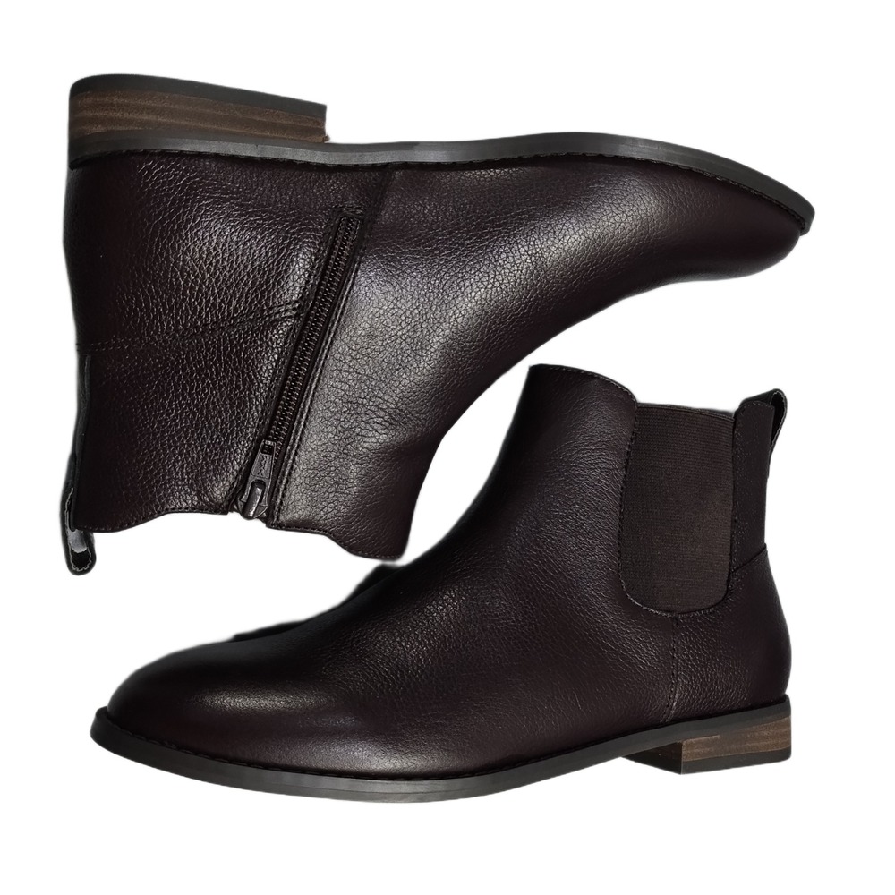 Lands' End Chelsea Boots Womens US Size 9B Brown Comfort Cuban Heel Side Zip